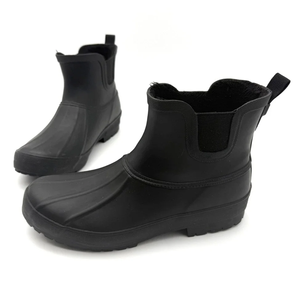 EUC Ladies US 9 Chooka Chelsea Duck Rainboots Black Waterproof Fleece Lined